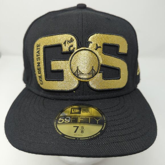Golden State Warriors Hat Gold And Black New Era 7 5/8 100% Wool - Picture 1 of 11